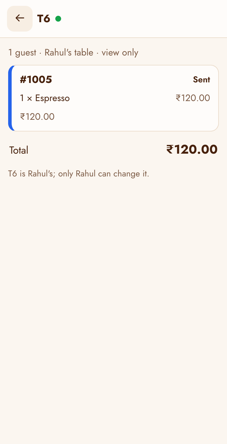 Another waiter's bill, view only